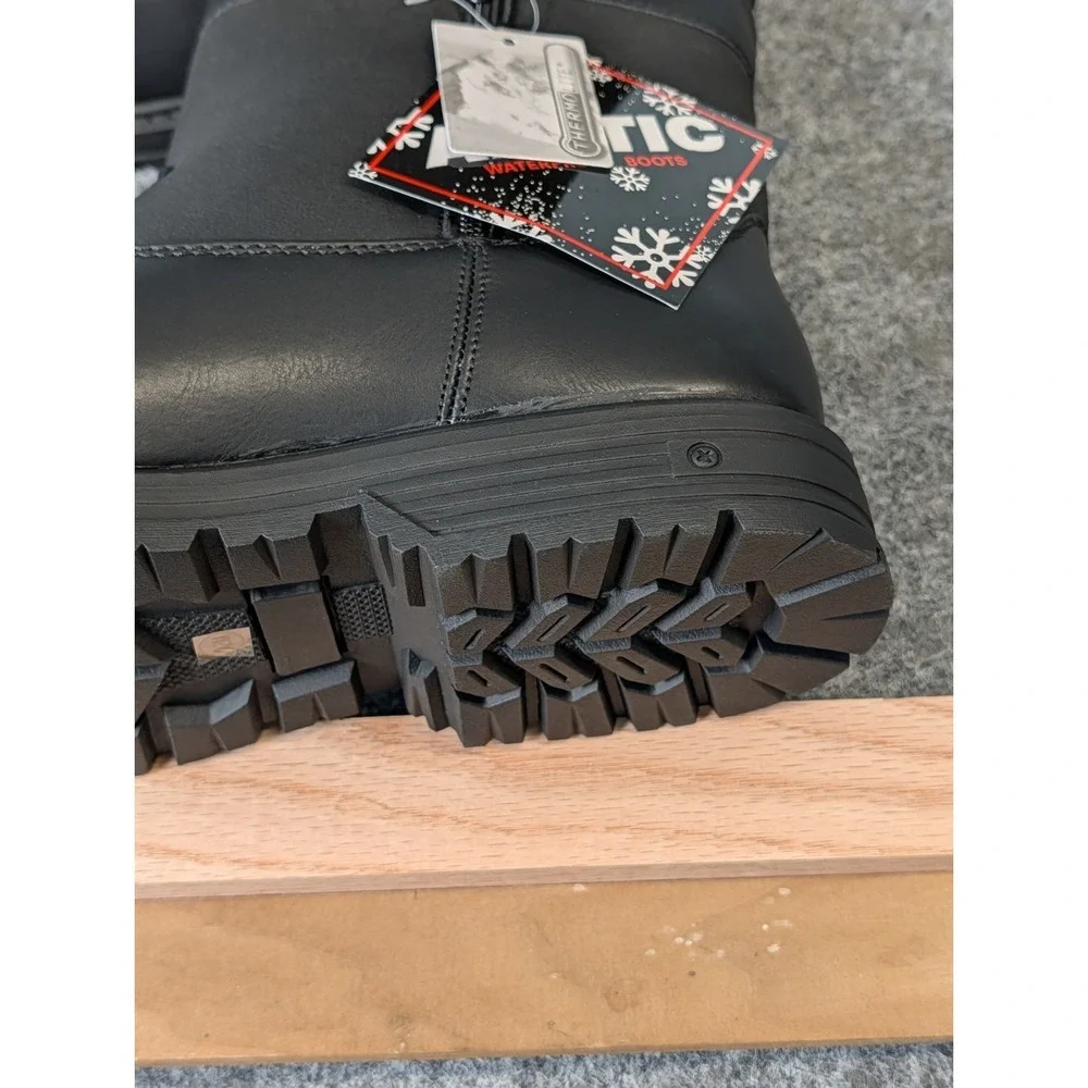 Thermolite Arctic Waterproof Boots Men's 12M Black Rubber Soles Zip up Lined